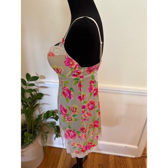 Victoria's Secret Floral Lace Built in Bra Slip Babydoll Teddy Slip Lingerie 36D - Picture 2 of 13
